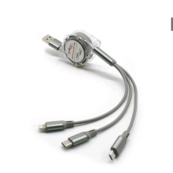 2️⃣-Pack 3-in-1 Retractable USB Fsst Charging Cable:iOS /Type-C/Micro-USB - Picture 7 of 10